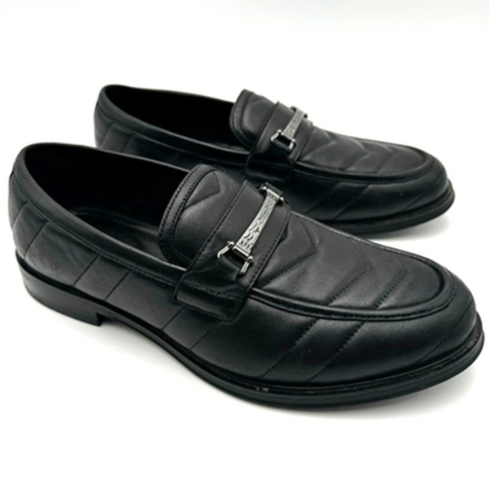 ALDO Men's 9.5 Goodwyn Black Leather Quilted Loafer Padded Insoles Dress Shoes